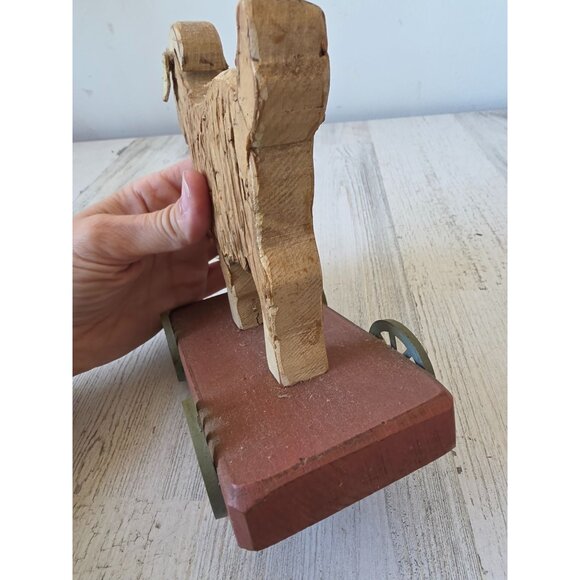 Vintage Wooden goat cart wagon primitive unique decor sheep lauer 1992 - Picture 6 of 9